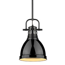  3604-S BLK-BK - Duncan Small Pendant with Rod in Matte Black with Black